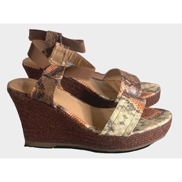 Comfort Est 1946 Womens Animal Print Platform Wedge Sandals Size 9M 4" Heel - Picture 6 of 16